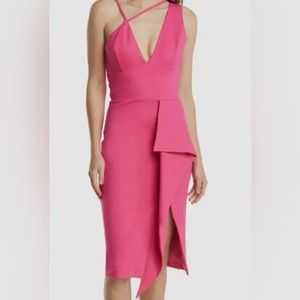 lavish alice bridesmaid dresses Women's Asymmetric Ponte Dress - Pink LOVELIULIU66 Red Rose Flowers linked-Arabella-dress rayon/ nylon/ elastane Size:UK 6 (Buy Now)